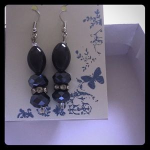 One of a kind black and sapphire blue earrings.